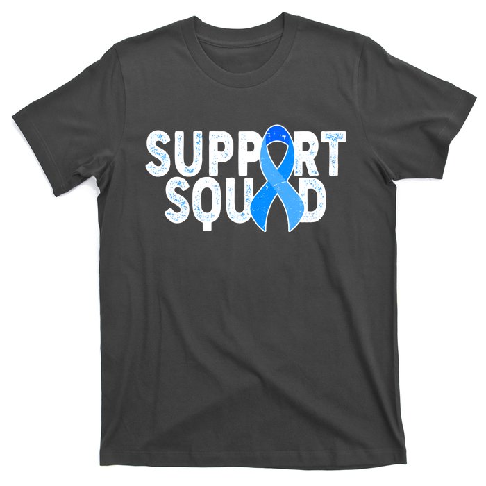 Support Squad Colon Cancer Awareness Blue Ribbon T-Shirt