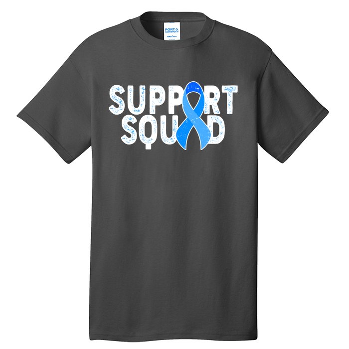 Support Squad Colon Cancer Awareness Blue Ribbon Tall T-Shirt