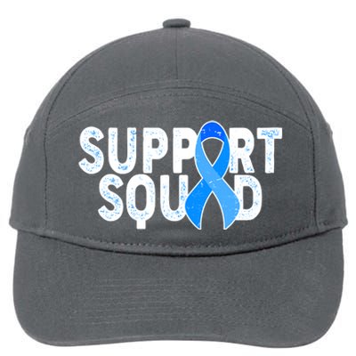 Support Squad Colon Cancer Awareness Blue Ribbon 7-Panel Snapback Hat