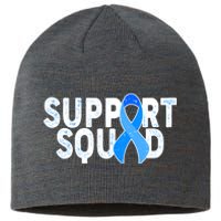 Support Squad Colon Cancer Awareness Blue Ribbon Sustainable Beanie