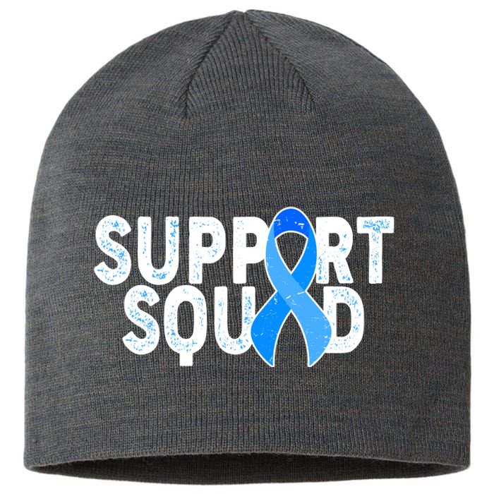 Support Squad Colon Cancer Awareness Blue Ribbon Sustainable Beanie