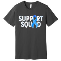 Support Squad Colon Cancer Awareness Blue Ribbon Premium T-Shirt