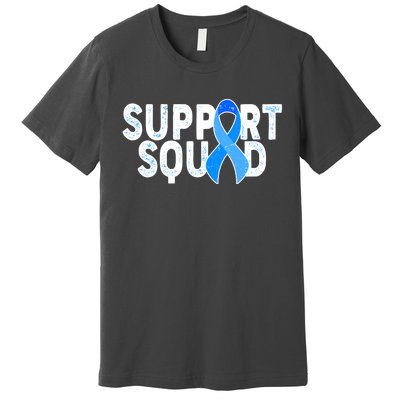 Support Squad Colon Cancer Awareness Blue Ribbon Premium T-Shirt