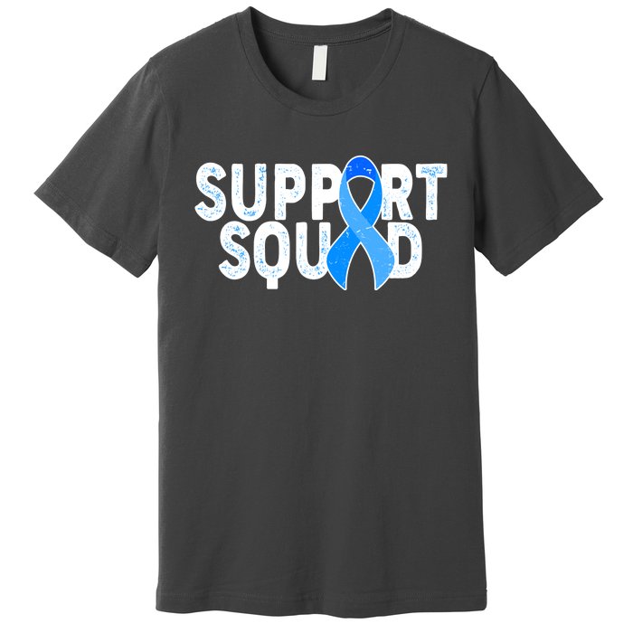 Support Squad Colon Cancer Awareness Blue Ribbon Premium T-Shirt