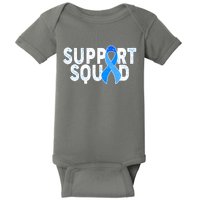 Support Squad Colon Cancer Awareness Blue Ribbon Baby Bodysuit