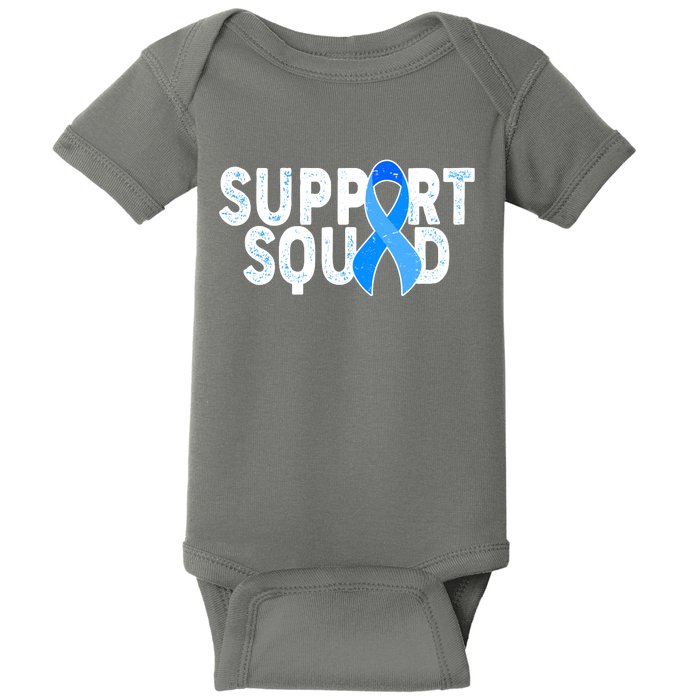 Support Squad Colon Cancer Awareness Blue Ribbon Baby Bodysuit