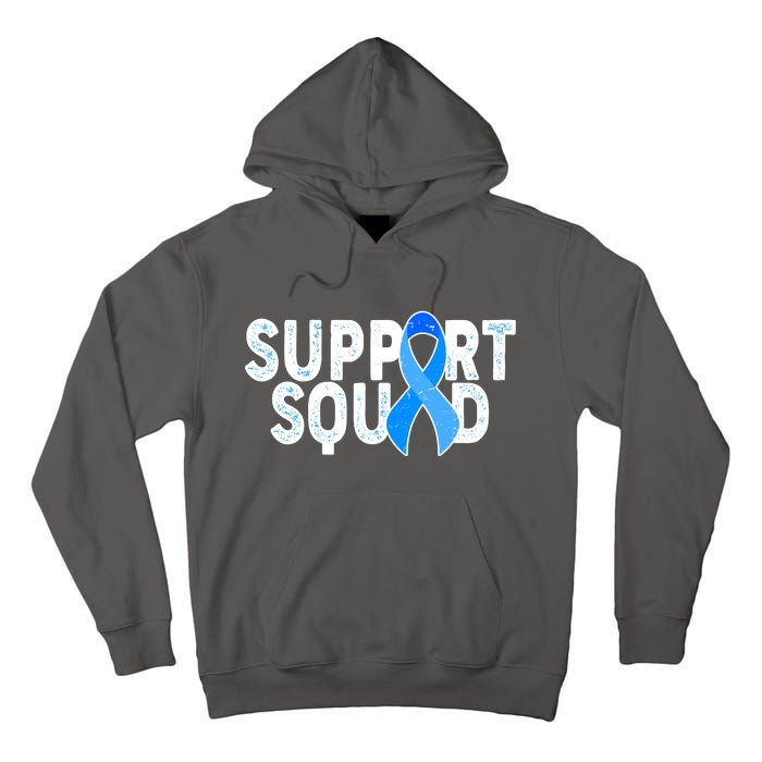 Support Squad Colon Cancer Awareness Blue Ribbon Tall Hoodie