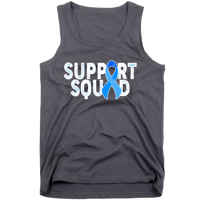 Support Squad Colon Cancer Awareness Blue Ribbon Tank Top