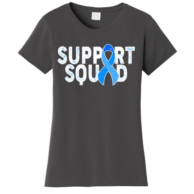 Support Squad Colon Cancer Awareness Blue Ribbon Women's T-Shirt