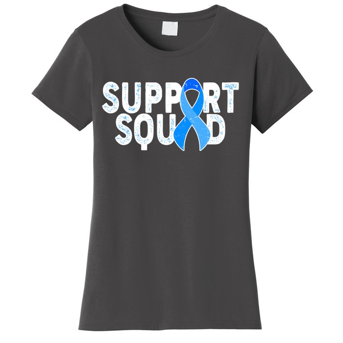 Support Squad Colon Cancer Awareness Blue Ribbon Women's T-Shirt