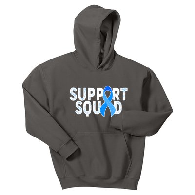 Support Squad Colon Cancer Awareness Blue Ribbon Kids Hoodie