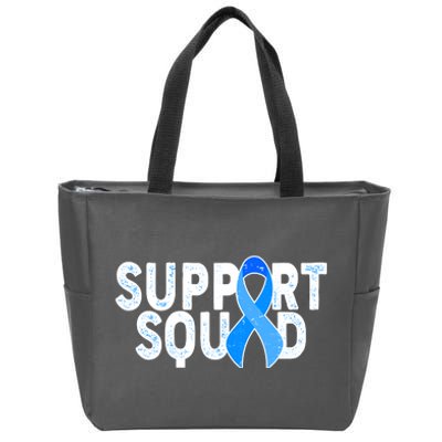 Support Squad Colon Cancer Awareness Blue Ribbon Zip Tote Bag