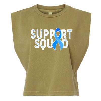 Support Squad Colon Cancer Awareness Blue Ribbon Garment-Dyed Women's Muscle Tee