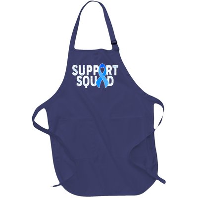 Support Squad Colon Cancer Awareness Blue Ribbon Full-Length Apron With Pockets