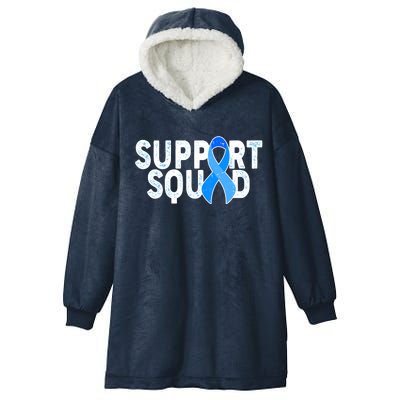 Support Squad Colon Cancer Awareness Blue Ribbon Hooded Wearable Blanket