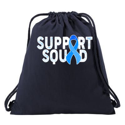 Support Squad Colon Cancer Awareness Blue Ribbon Drawstring Bag