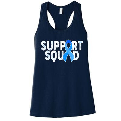 Support Squad Colon Cancer Awareness Blue Ribbon Women's Racerback Tank