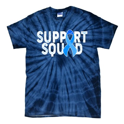 Support Squad Colon Cancer Awareness Blue Ribbon Tie-Dye T-Shirt