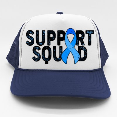 Support Squad Colon Cancer Awareness Blue Ribbon Trucker Hat