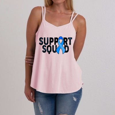 Support Squad Colon Cancer Awareness Blue Ribbon Women's Strappy Tank