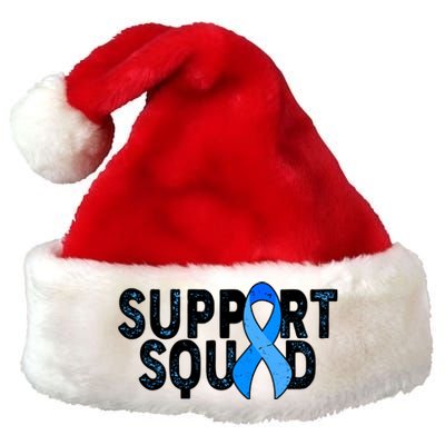 Support Squad Colon Cancer Awareness Blue Ribbon Premium Christmas Santa Hat