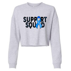 Support Squad Colon Cancer Awareness Blue Ribbon Cropped Pullover Crew