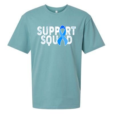 Support Squad Colon Cancer Awareness Blue Ribbon Sueded Cloud Jersey T-Shirt