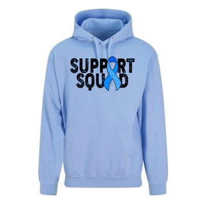 Support Squad Colon Cancer Awareness Blue Ribbon Unisex Surf Hoodie