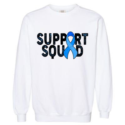 Support Squad Colon Cancer Awareness Blue Ribbon Garment-Dyed Sweatshirt