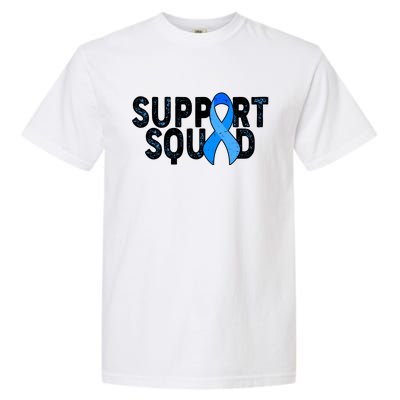 Support Squad Colon Cancer Awareness Blue Ribbon Garment-Dyed Heavyweight T-Shirt