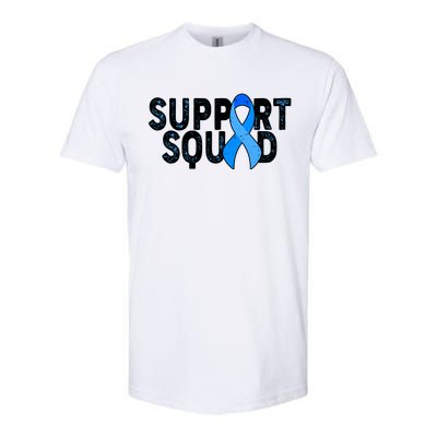 Support Squad Colon Cancer Awareness Blue Ribbon Softstyle CVC T-Shirt