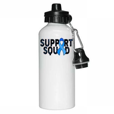 Support Squad Colon Cancer Awareness Blue Ribbon Aluminum Water Bottle