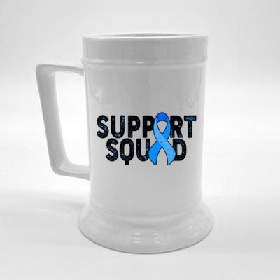 Support Squad Colon Cancer Awareness Blue Ribbon Beer Stein