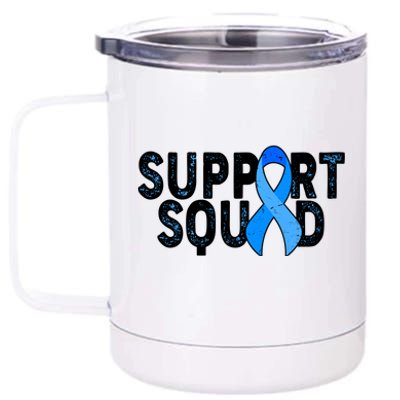 Support Squad Colon Cancer Awareness Blue Ribbon 12 oz Stainless Steel Tumbler Cup