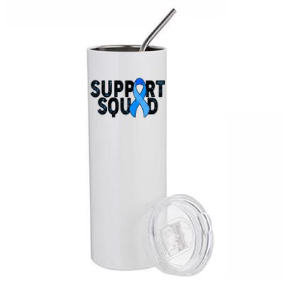 Support Squad Colon Cancer Awareness Blue Ribbon Stainless Steel Tumbler