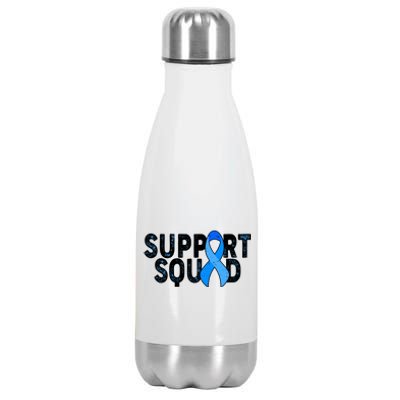 Support Squad Colon Cancer Awareness Blue Ribbon Stainless Steel Insulated Water Bottle