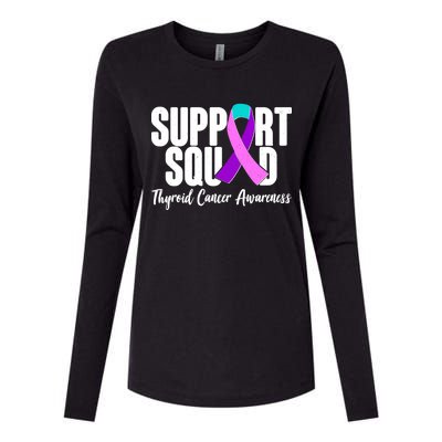 Support Squad Thyroid Cancer Awareness Womens Cotton Relaxed Long Sleeve T-Shirt