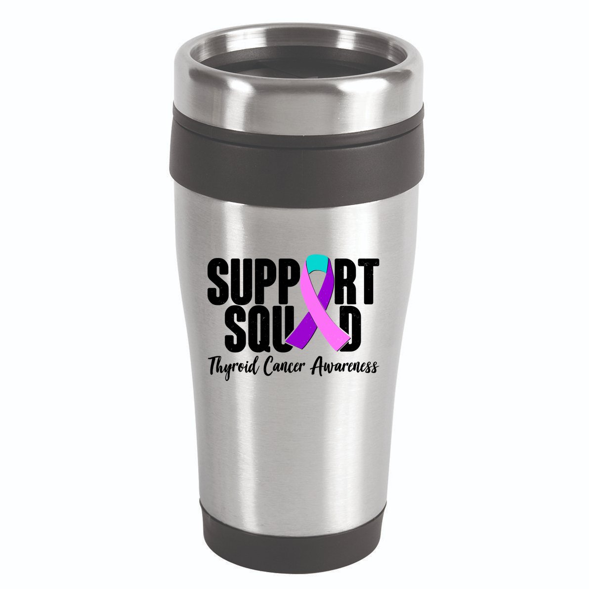 Support Squad Thyroid Cancer Awareness 16oz Travel Tumbler