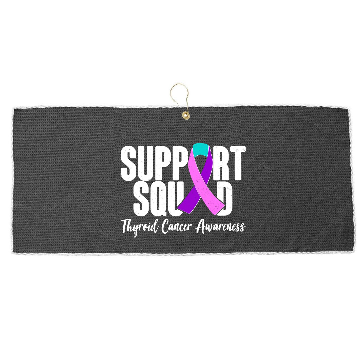 Support Squad Thyroid Cancer Awareness Large Microfiber Waffle Golf Towel