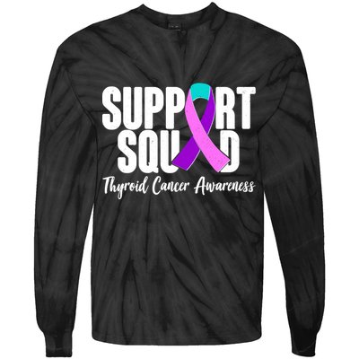 Support Squad Thyroid Cancer Awareness Tie-Dye Long Sleeve Shirt