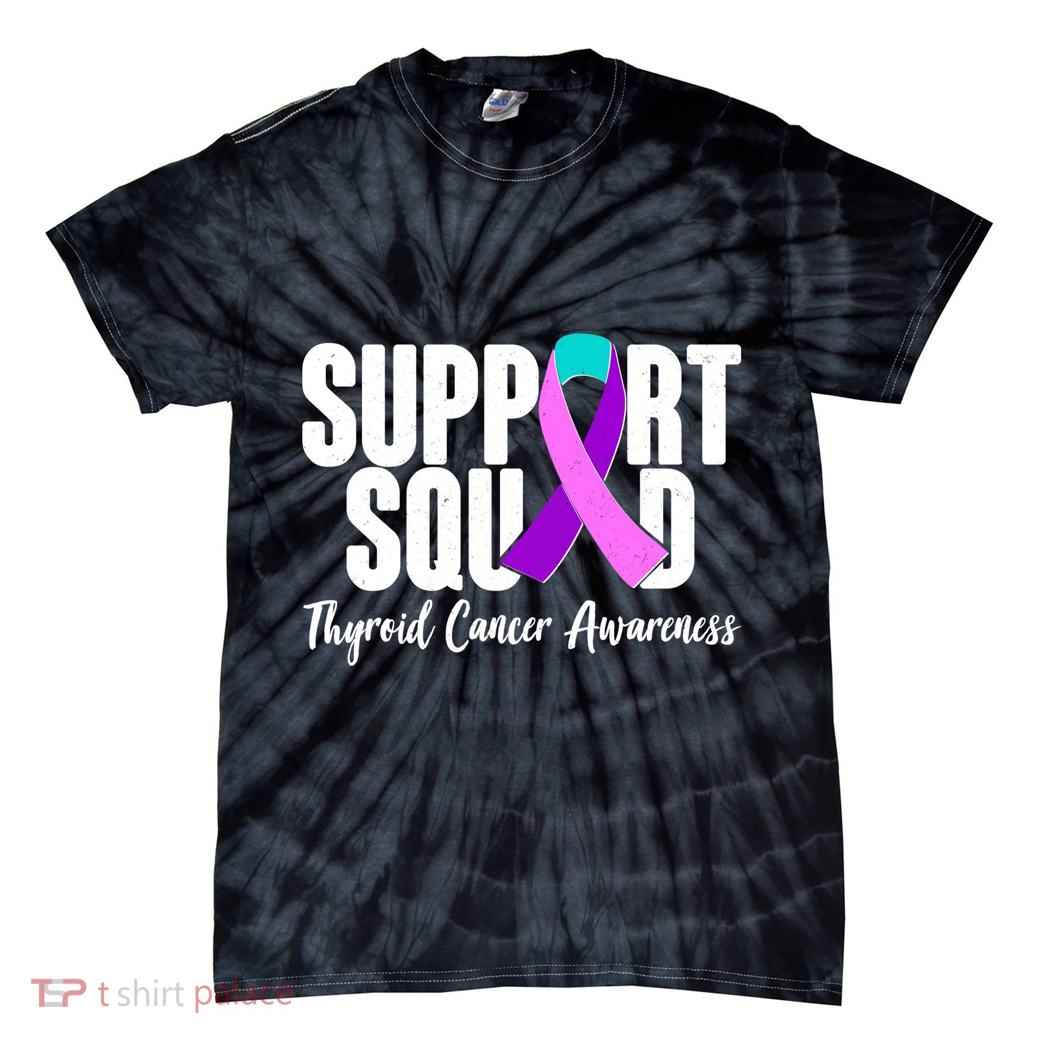 Support Squad Thyroid Cancer Awareness Tie-Dye T-Shirt