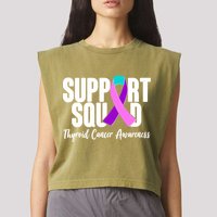 Support Squad Thyroid Cancer Awareness Garment-Dyed Women's Muscle Tee