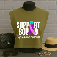 Support Squad Thyroid Cancer Awareness Garment-Dyed Women's Muscle Tee