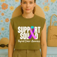 Support Squad Thyroid Cancer Awareness Garment-Dyed Women's Muscle Tee