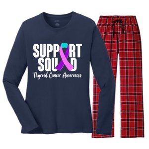 Support Squad Thyroid Cancer Awareness Women's Long Sleeve Flannel Pajama Set 