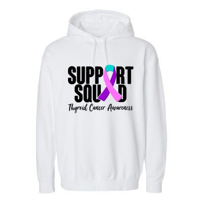 Support Squad Thyroid Cancer Awareness Garment-Dyed Fleece Hoodie