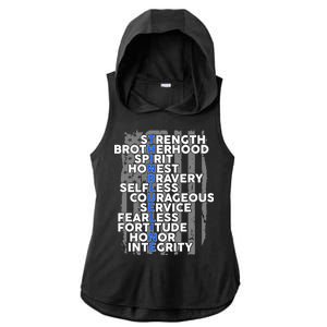 Support The Thin Blue Line US Flag Ladies PosiCharge Tri-Blend Wicking Draft Hoodie Tank