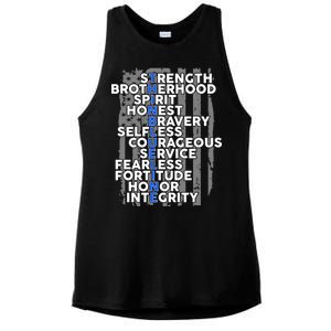 Support The Thin Blue Line US Flag Ladies PosiCharge Tri-Blend Wicking Tank