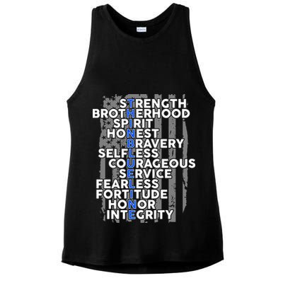 Support The Thin Blue Line US Flag Ladies PosiCharge Tri-Blend Wicking Tank