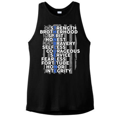 Support The Thin Blue Line US Flag Ladies PosiCharge Tri-Blend Wicking Tank